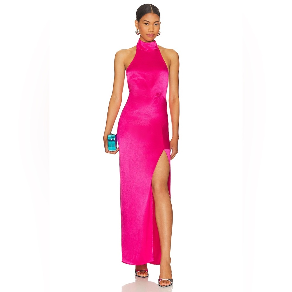 SNDYS x REVOLVE Halter Maxi Dress in hot pink size small NWT